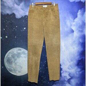Hugo Buscati Collection Brown Suede Leather Pants Straight Leg Size 12